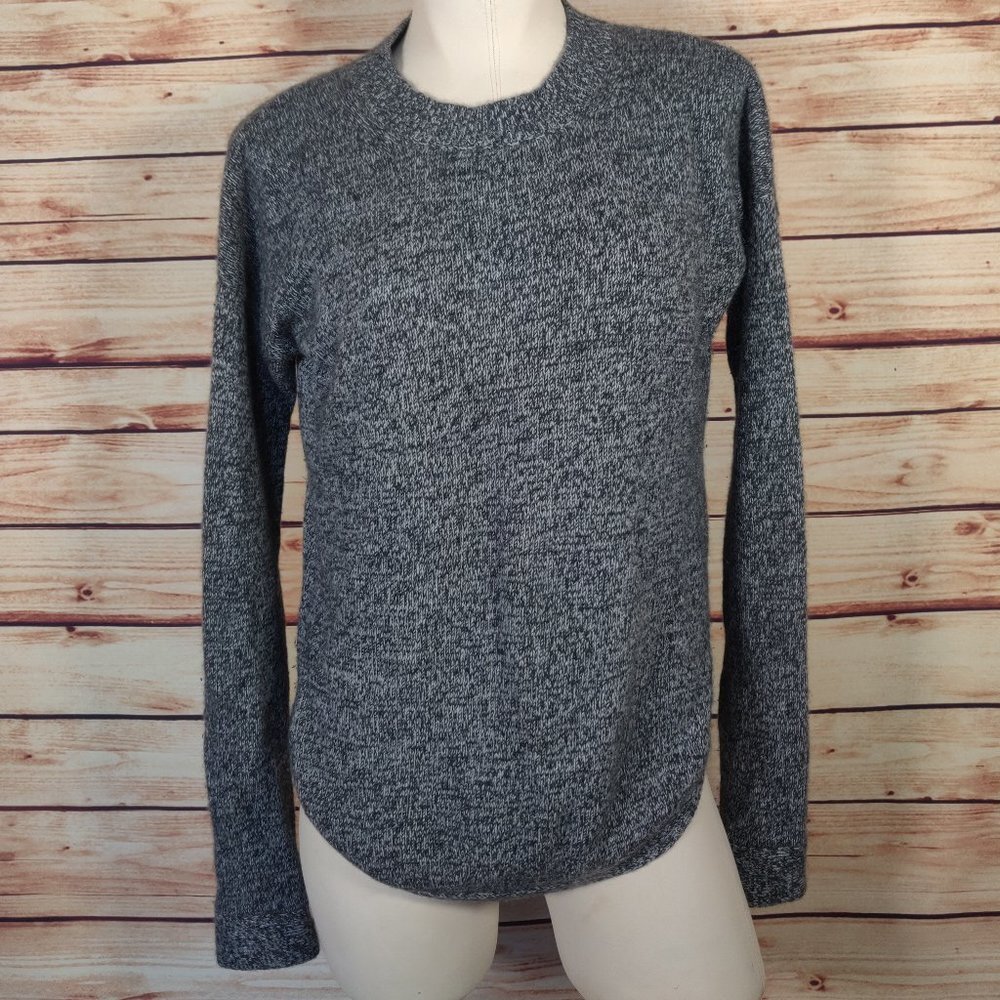 Aqua Marled Grey/Black Cashmere Crewneck Pullover Sweater